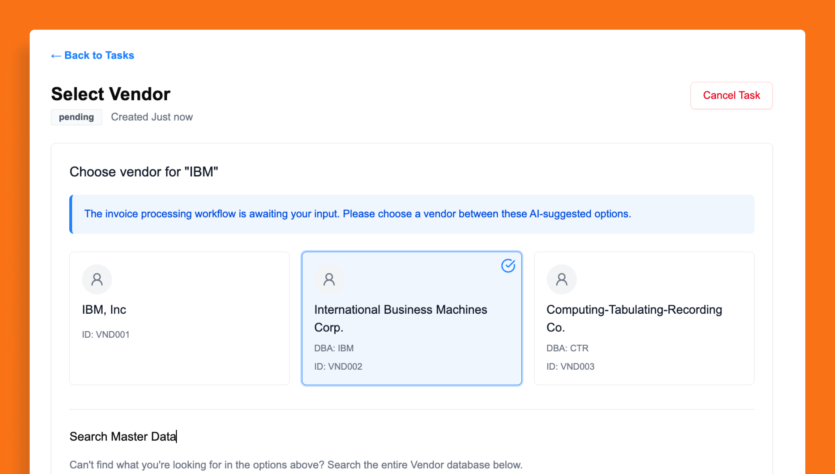 CoPlane Tasks Interface