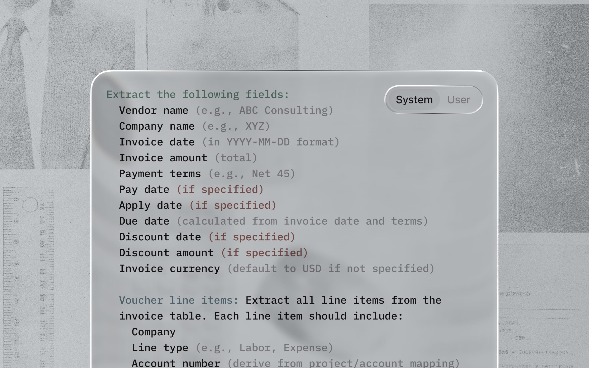 CoPlane agent instructions for extracting invoice details